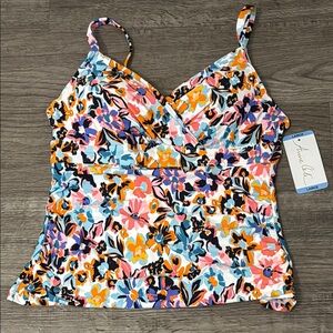 Anne Cole Fitted Orange and Blue Swim Bustier